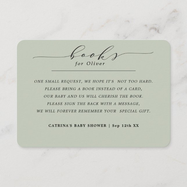 Tarjeta De Recepción Elegantes Libros Ecológicos Eucalyptus para Petici (Anverso)