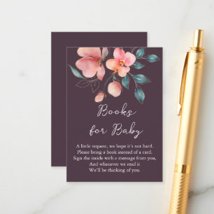 Tarjeta De Recepción Elegantes libros florales rosados y dorados para b