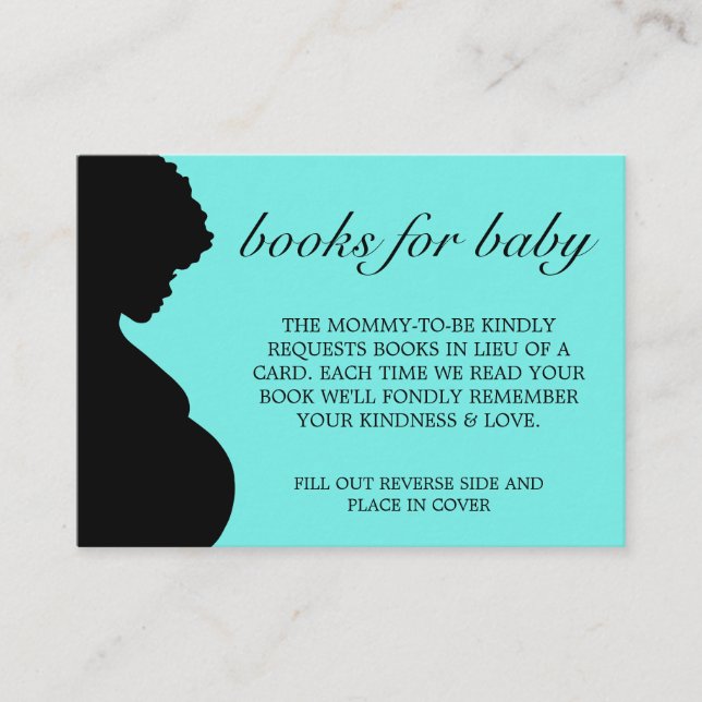 Tarjeta De Recepción Elegantes libros modernos de Aqua Tiffany para Bab (Anverso)