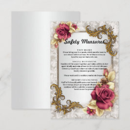 Tarjeta De Recepción Elegantes medidas de seguridad Boda de rosas rojas