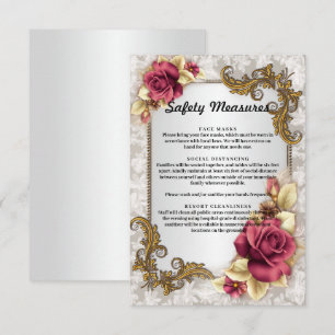 Tarjeta De Recepción Elegantes medidas de seguridad Boda de rosas rojas