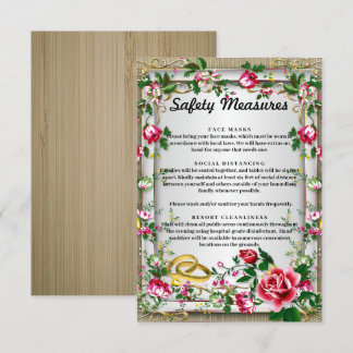 Tarjeta De Recepción Elegantes medidas de seguridad Boda de rosas rojas
