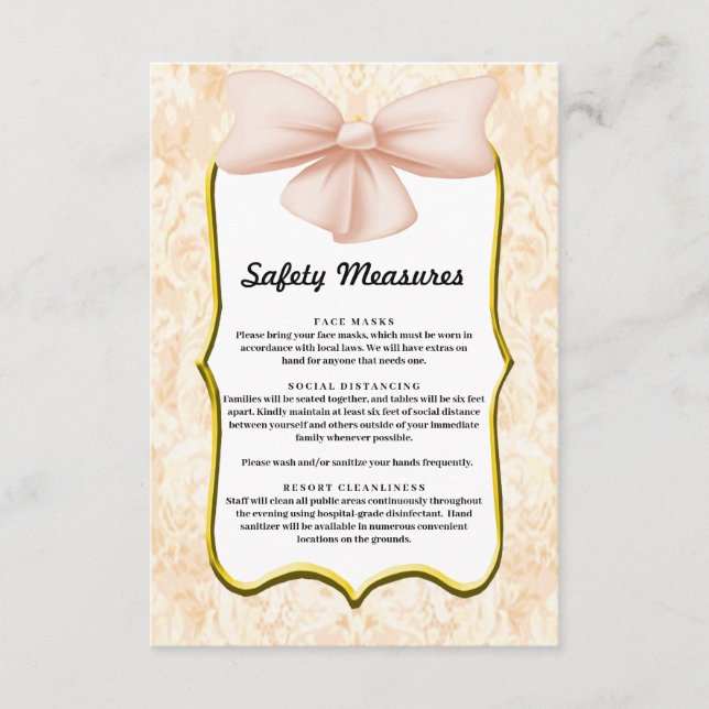 Tarjeta De Recepción Elegantes medidas de seguridad de Bodas de arco ro (Anverso)