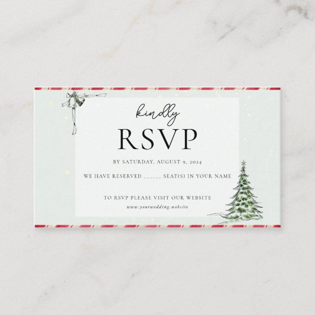 Tarjeta De Recepción Elegantes Navidades Boda De Invierno Rsvp (Anverso)