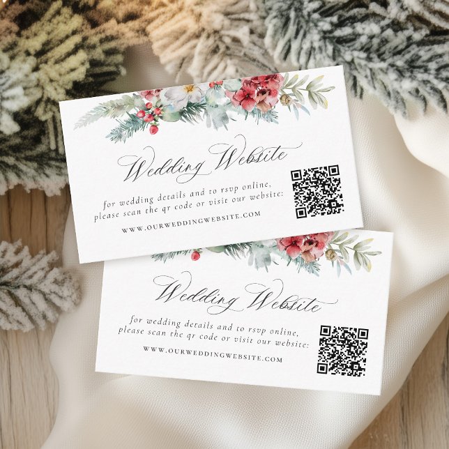Tarjeta De Recepción Elegantes Navidades Boda Floral Sitio Web Código Q (Subido por el creador)