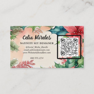 Tarjeta De Recepción Elegantes Navidades de acuarela con código QR