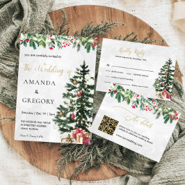 Tarjeta De Recepción Elegantes Navidades Detalles de Boda de Invierno