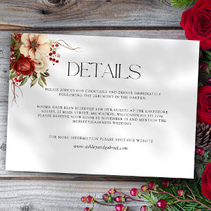 Tarjeta De Recepción Elegantes Navidades Floral de Invierno