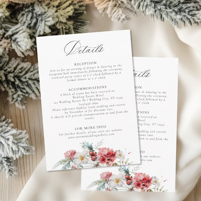 Tarjeta De Recepción Elegantes Navidades Floral Detalles de la Boda de  (Subido por el creador)