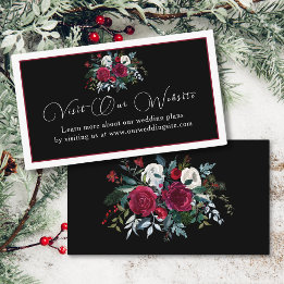 Tarjeta De Recepción Elegantes Navidades Rosa Floral Boda de vacaciones