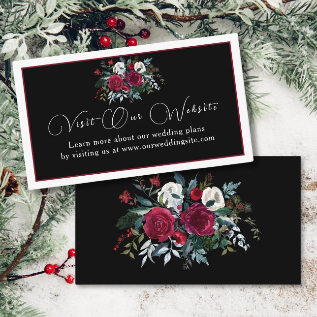 Tarjeta De Recepción Elegantes Navidades Rosa Floral Boda de vacaciones (Subido por el creador)