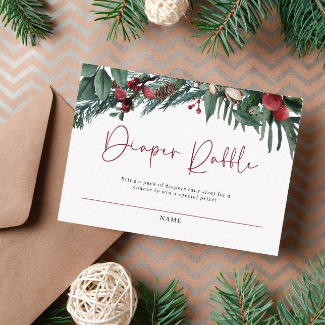 Tarjeta De Recepción Elegantes Navidades Santa Baby Shower Diaper Raffl (Subido por el creador)