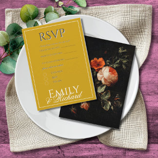 Tarjeta De Recepción Elegantes opciones de comida para RSVP de boda flo