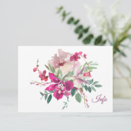 Tarjeta De Recepción Elegantes orquídeas acuarelas y Rosas Boda floral