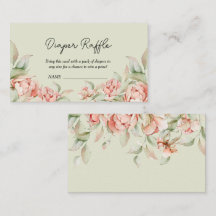 Elegantes peonías verdes Baby Shower Diaper Raffle