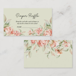 Tarjeta De Recepción Elegantes peonías verdes Baby Shower Diaper Raffle