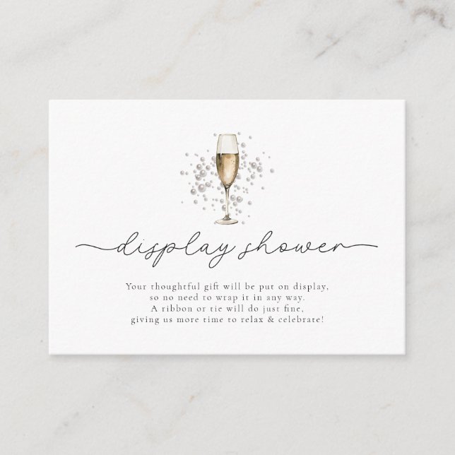 Tarjeta De Recepción Elegantes Perlas y Ducha de Pantalla Prosecco (Anverso)