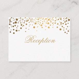 Tarjeta De Recepción Elegantes puntos de confetti dorado en blanco
