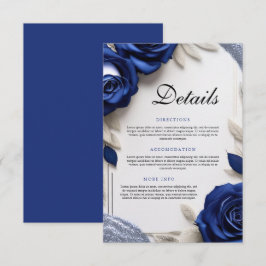 Tarjeta De Recepción Elegantes Rosas azules de la marina y Boda Purpuri