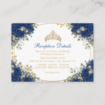 Elegantes Rosas Azules Reales Quinceañera Dorada