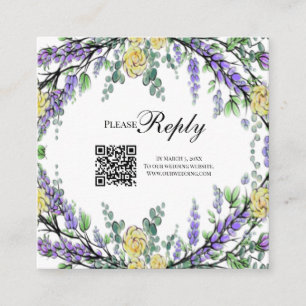Tarjeta De Recepción Elegantes rosas de color amarillo de agua lavanda