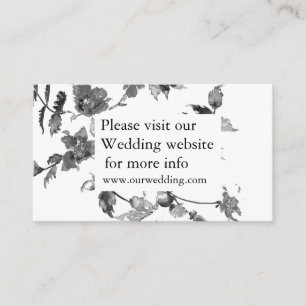 Tarjeta De Recepción Elegantes rosas florales de acuarela blanca y negr