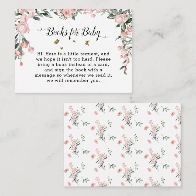 Tarjeta De Recepción Elegantes rosas rosas rosas con Baby Shower maripo (Anverso / Reverso)