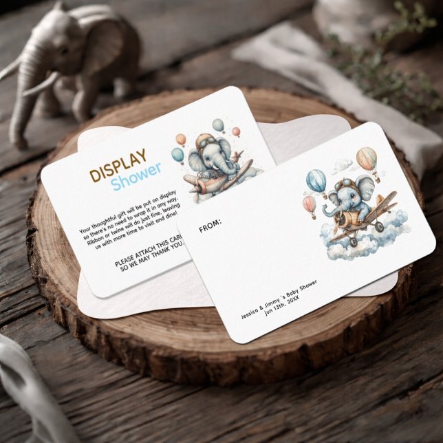 Tarjeta De Recepción Elephant Aviator Baby Shower Display Shower  (Subido por el creador)