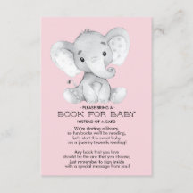 Elephant Baby Shower Book for Baby Card