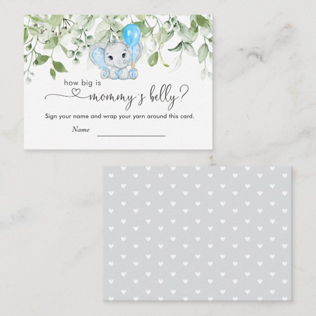 Tarjeta De Recepción Elephant Baby Shower Boy qué grande es la Belly de (Anverso / Reverso)