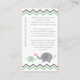 Tarjeta De Recepción Elephant Baby Shower Bring a Book Insert | Verde