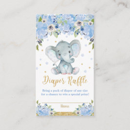 Tarjeta De Recepción Elephant Blue Floral Baby Shower Diaper Raffle