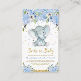 Tarjeta De Recepción Elephant Blue Floral Baby Shower trae un libro