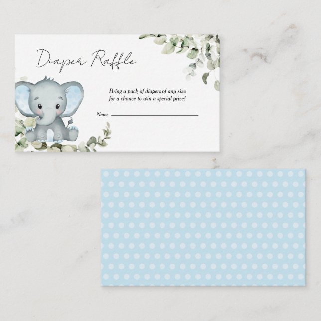 Tarjeta De Recepción Elephant Boy Baby Shower Diaper Raffle (Anverso / Reverso)
