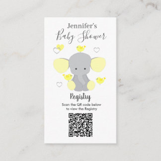 Tarjeta De Recepción Elephant Boy Chica Baby Shower Registry Código QR