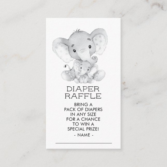 Tarjeta De Recepción Elephant Boys Baby Shower Diaper Raffle Ticket (Anverso)