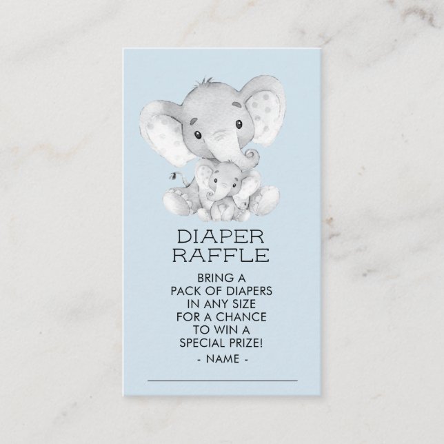 Tarjeta De Recepción Elephant Boys Baby Shower Diaper Raffle Ticket (Anverso)
