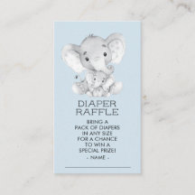Elephant Boys Baby Shower Diaper Raffle Ticket
