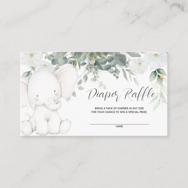 Tarjeta De Recepción Elephant Diaper Raffle Card (Anverso)