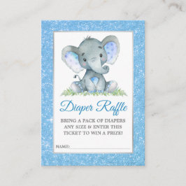 Tarjeta De Recepción Elephant Diaper Raffle Shower Purpurina azul