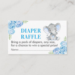 Tarjeta De Recepción Elephant Diaper Raffle Ticket Blue Baby Shower Boy