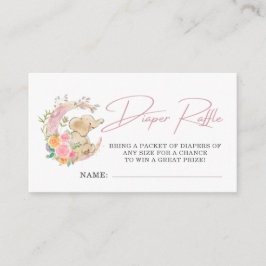 Tarjeta De Recepción Elephant Floral Moon Baby Shower Diaper Raffle