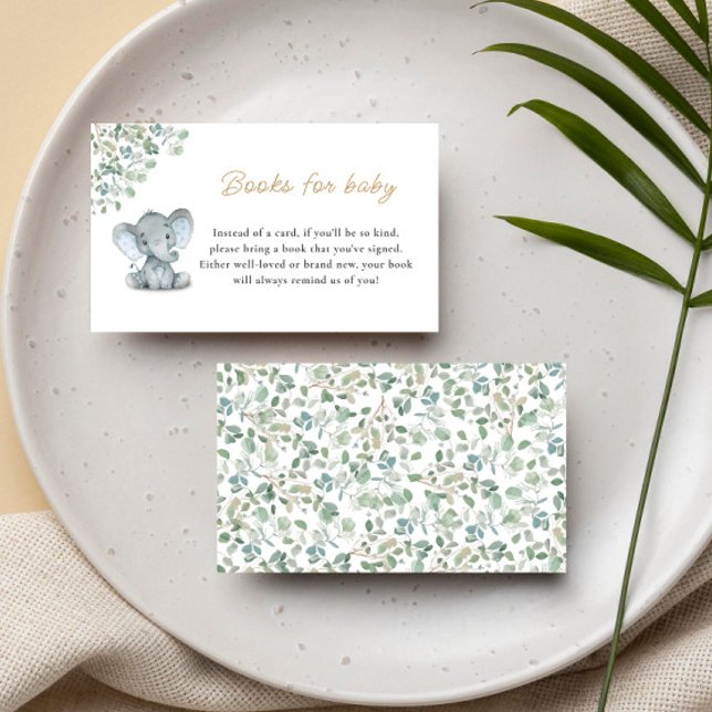 Tarjeta De Recepción Elephant Greenery Baby Shower Libros Para Bebé (Subido por el creador)