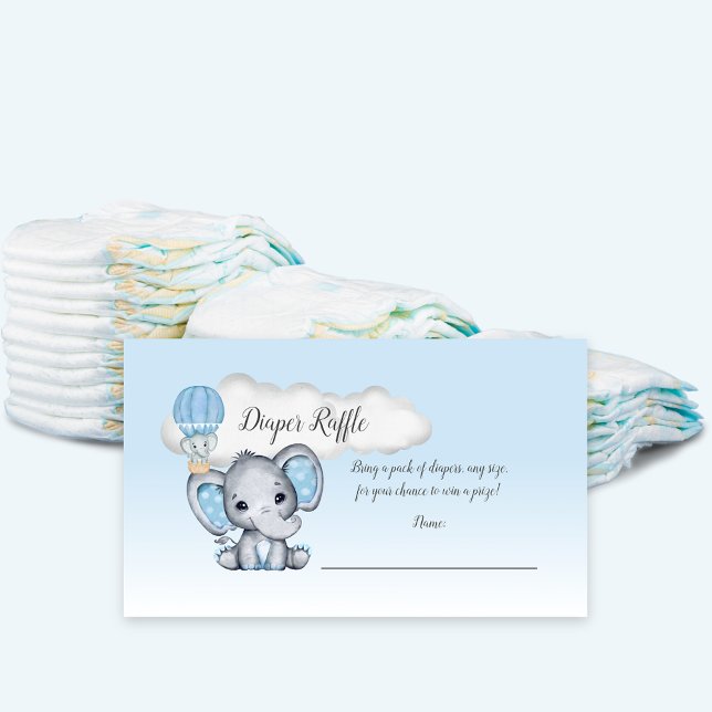 Tarjeta De Recepción Elephant Hot Air Balloon Baby Shower Diaper Raffle (Subido por el creador)