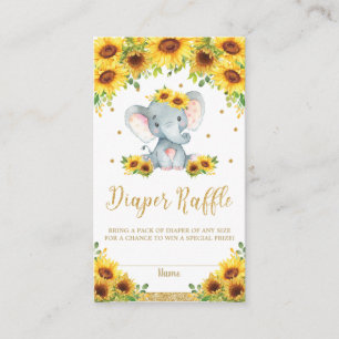 Tarjeta De Recepción Elephant Sunflower Baby Shower Diaper Raffle