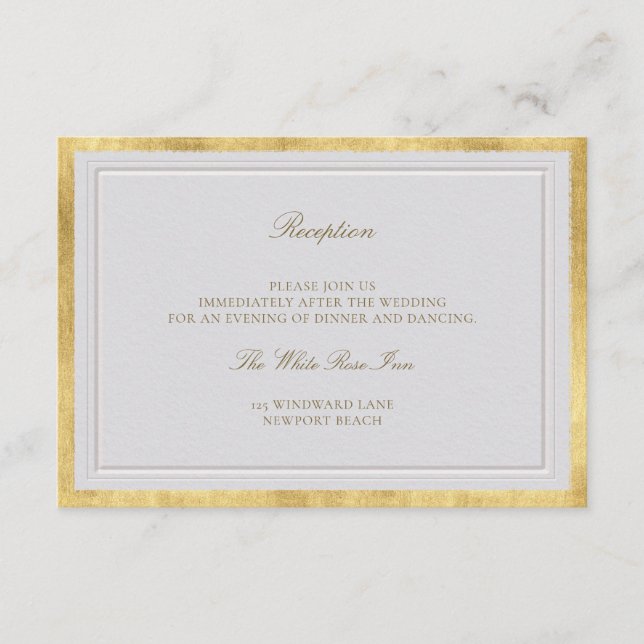 Tarjeta De Recepción Elevated Ivory Gold Wedding Formal Reception (Anverso)
