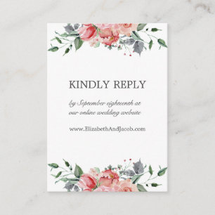 Tarjeta De Recepción Elizabeth Elegant Boda Rosa Sitio Web RSVP