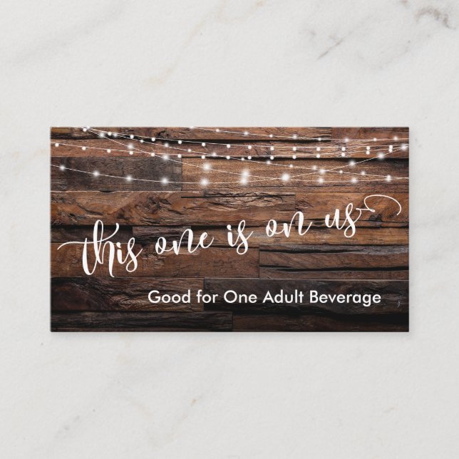 Tarjeta De Recepción Embalaje para boletos de bebida Rustic Brown Wood  (Anverso)