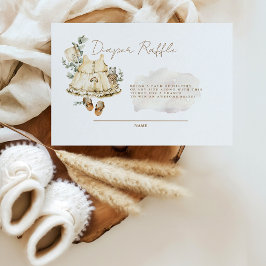 Tarjeta De Recepción Embarazo Dulce Niña Boho Diaper Raffle Gabinete