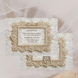 Tarjeta De Recepción Embroidery Timeless Lace Frame Wedding Details